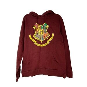 Harry Potter Hogwarts Hoodie Adult Medium Maroon Sweatshirt Hogwart Shield NWT‎
